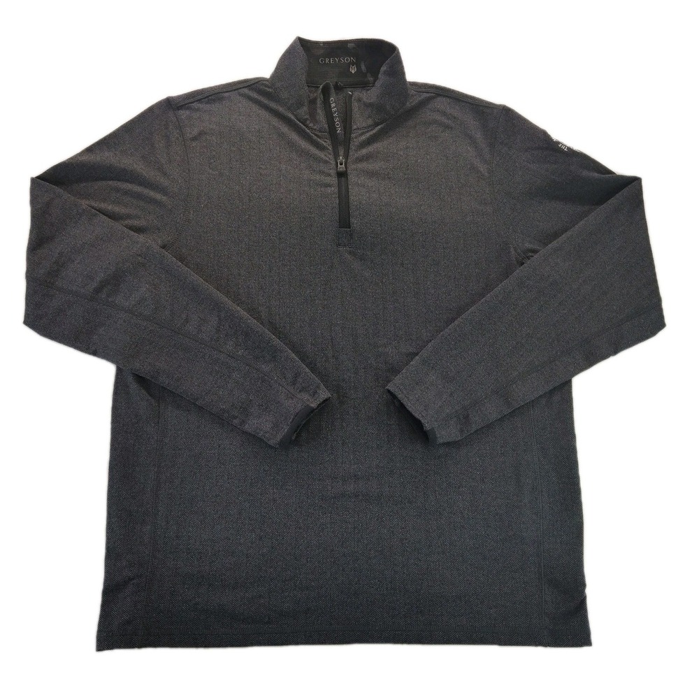 Greyson 1/4 Zip Pullover Mens Medium Gray Herringbone Tate Golf Performance Wolf